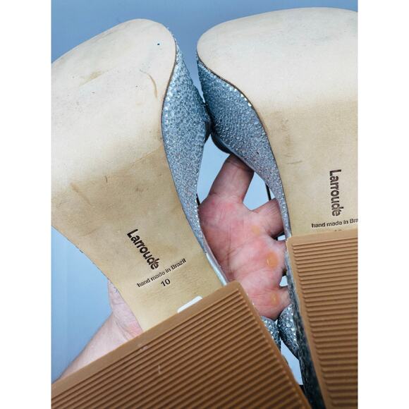 Larroudé Dolly Retro Y2K Crystal Party Sandal In Gray Suede size 10 - Picture 5 of 13